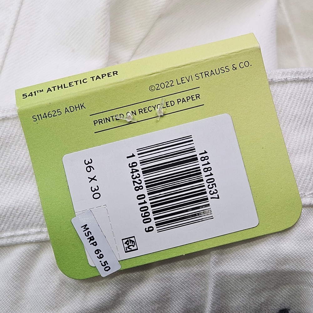 Levi's 541 Athletic Taper Jeans Mens 36x30 White Stretch Flex Denim 18181-0537 - Picture 16 of 16
